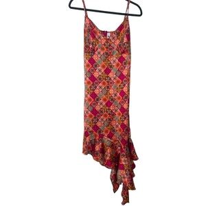 IT’S ~ Gorgeous Patchwork Pattern Slip Dress with Ruffle Asymmetric Hem ~ 1X